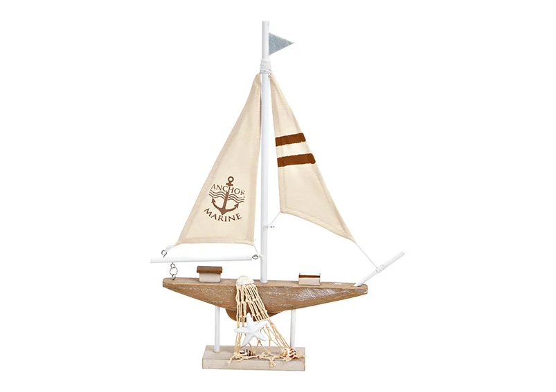 Segelboot-Aufsteller Holz & Leinen - Maritime Dekoration