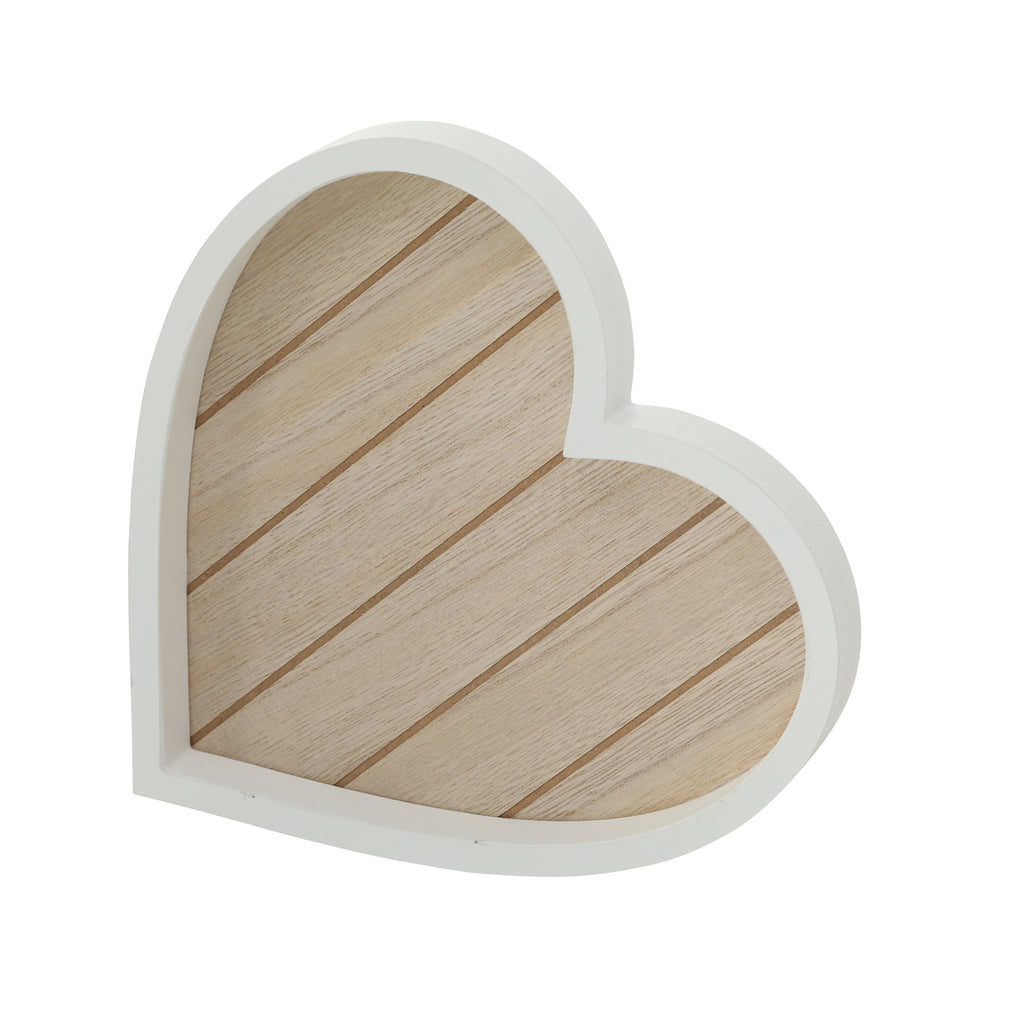 Tablett-Set Herz – 3-teilig aus MDF in Natur & Weiß