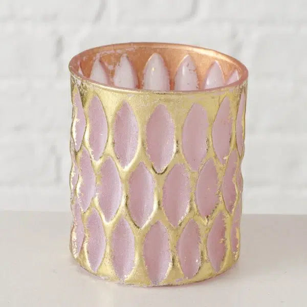 Windlicht Renuka – Handbemaltes Teelichtglas Ø 8 cm, H 9 cm