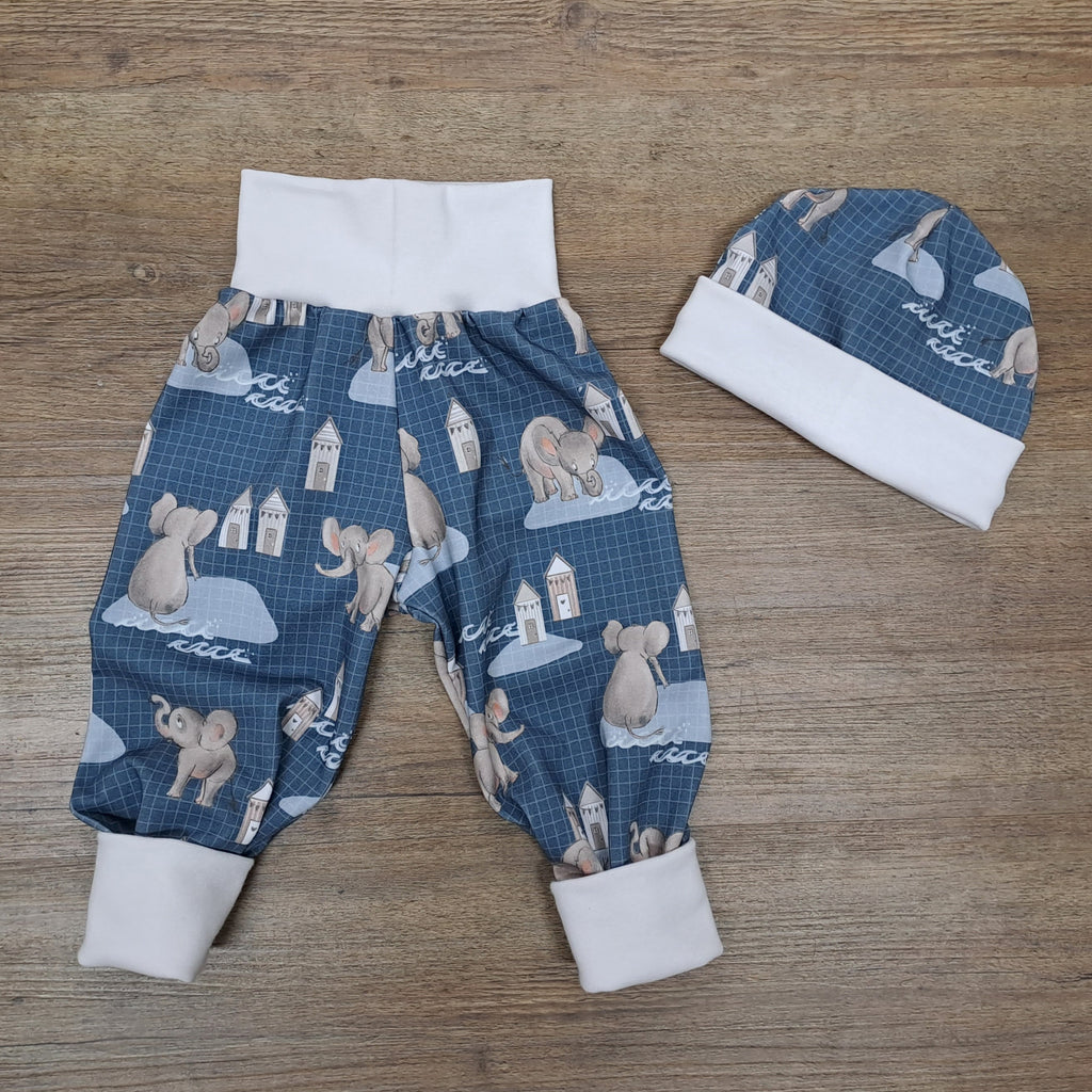 Babyhose, Mütze & Dreieckstuch "Elefant"