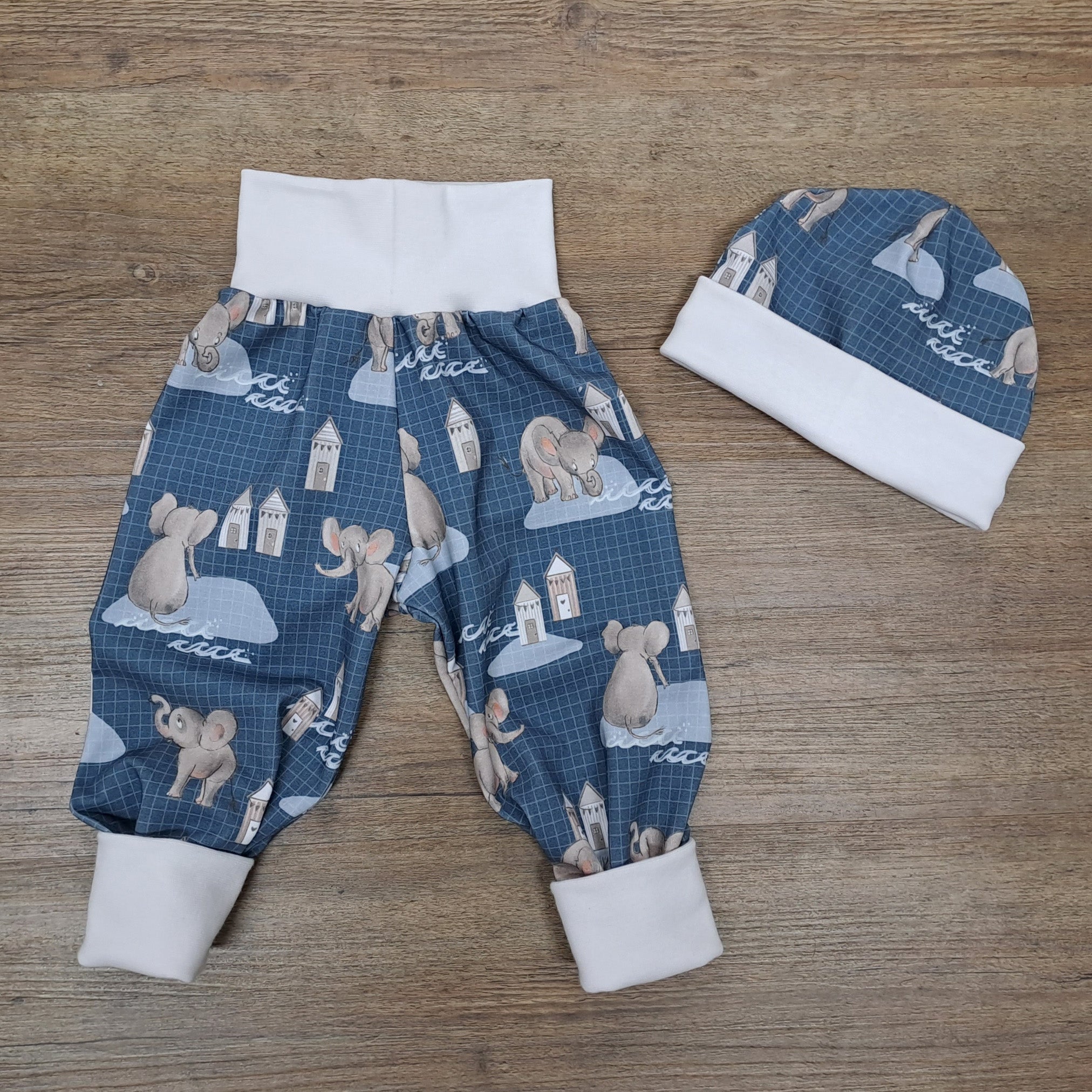 Babyhose, Mütze & Dreieckstuch "Elefant"