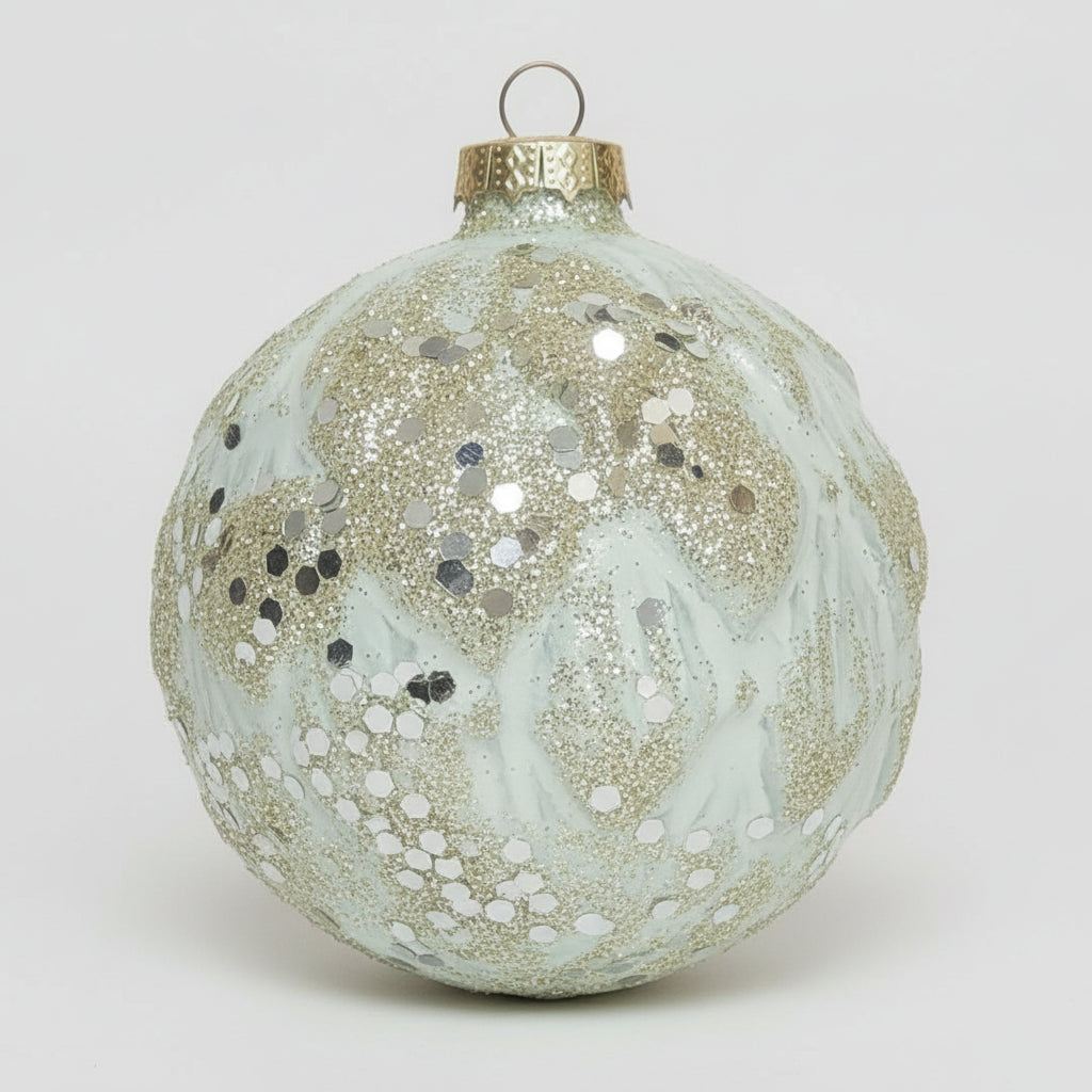 Glaskugel Champagner & Gold ø8cm - Hochwertige Weihnachtsdeko