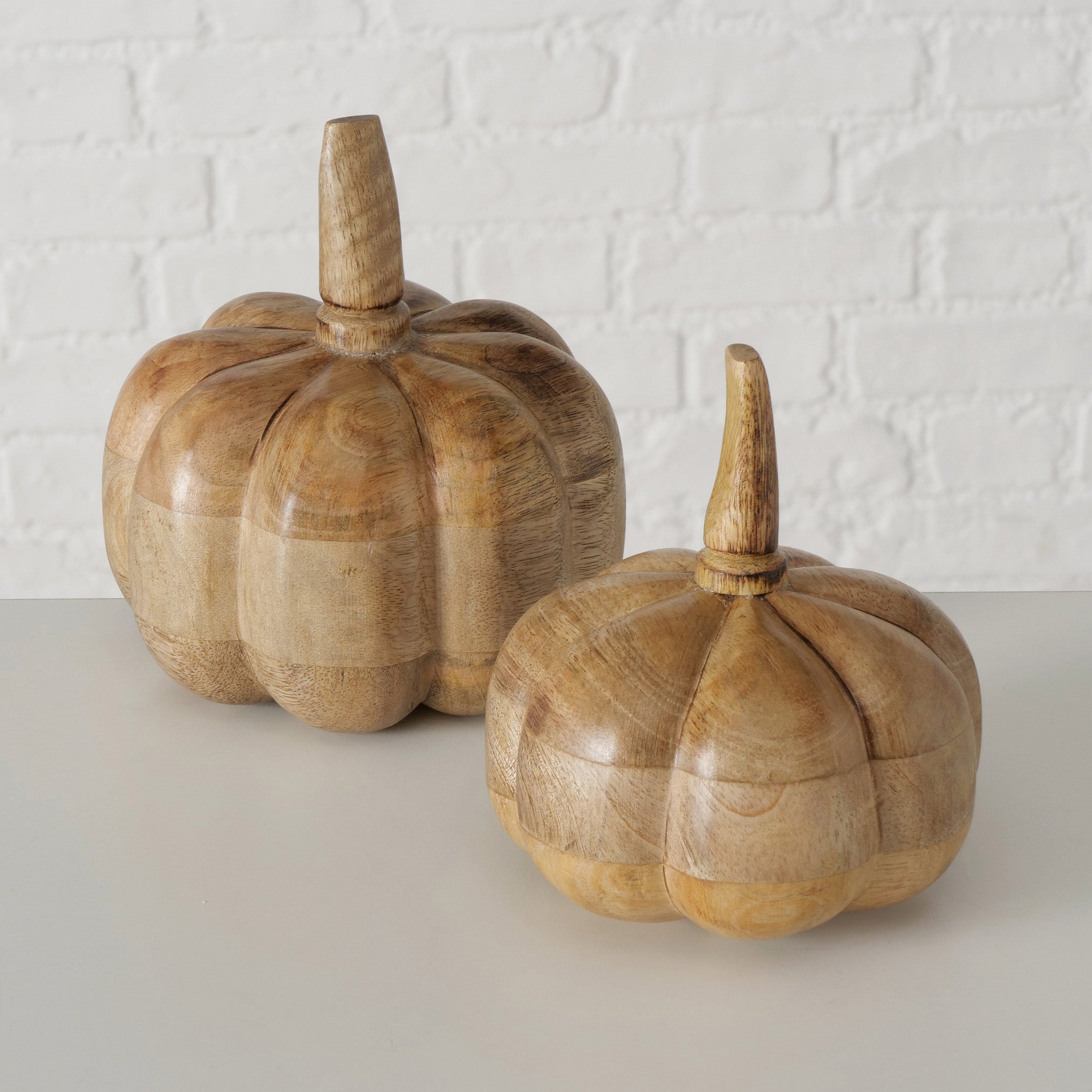 Dekoaufsteller Zukka - Kürbisse aus Mango-Holz natur