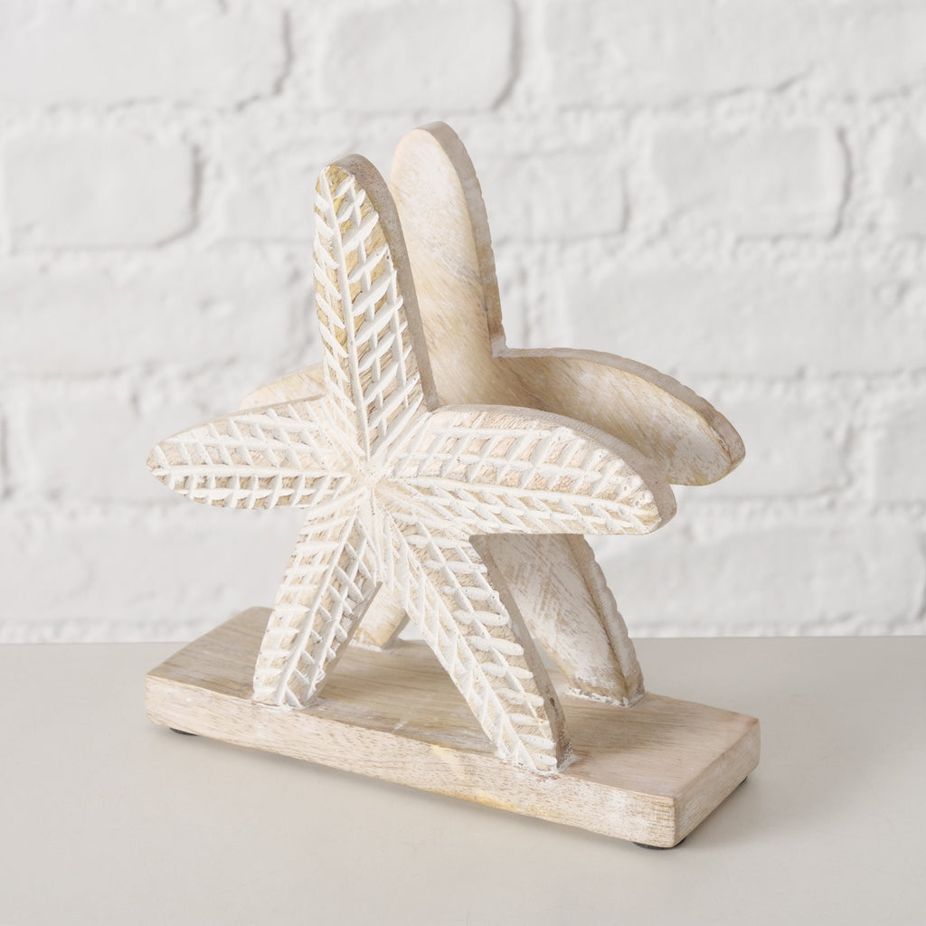 Serviettenhalter Tenila Seestern – Handgearbeitetes Mangoholz in Shabby-Weiß