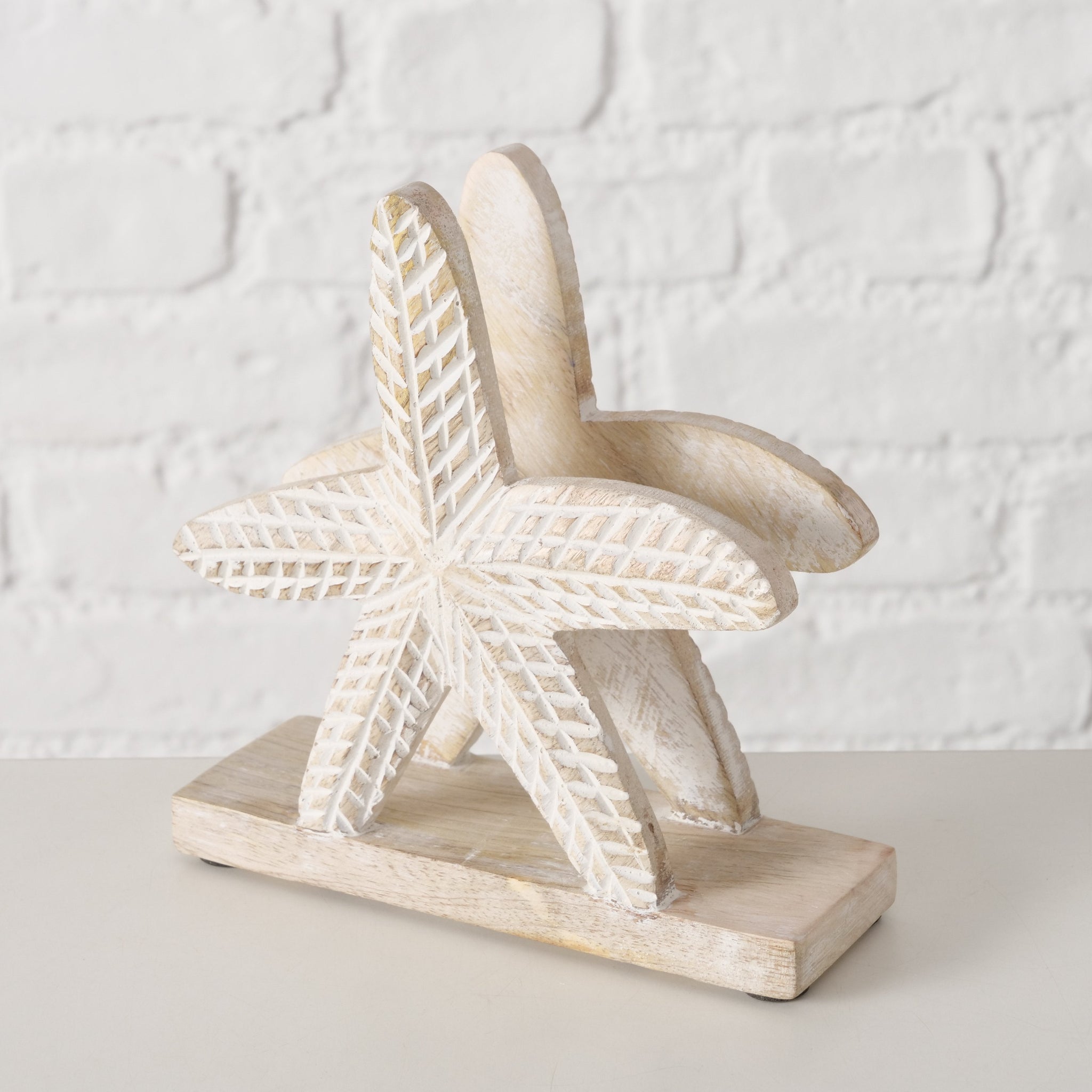 Serviettenhalter Tenila Seestern – Handgearbeitetes Mangoholz in Shabby-Weiß