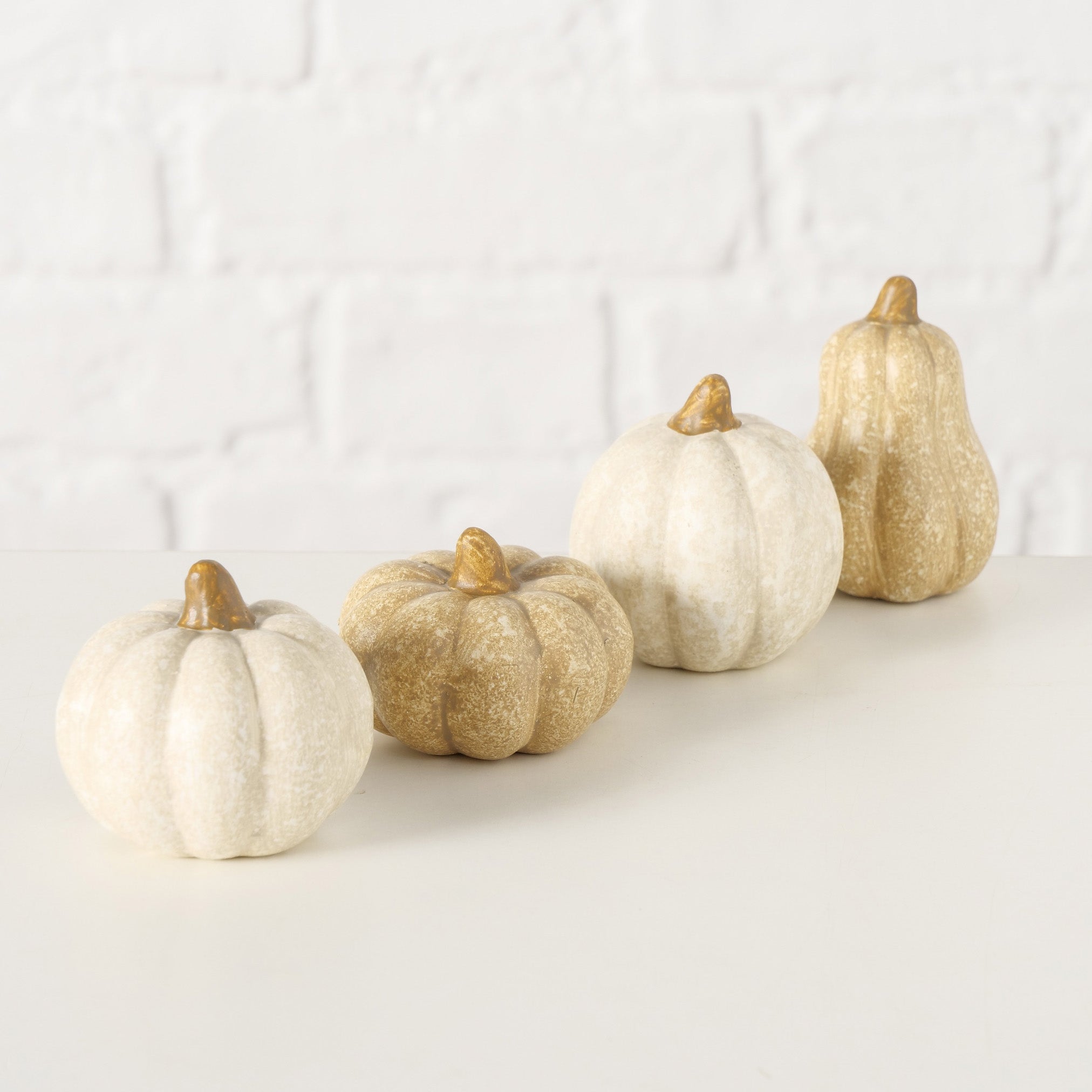 Dekoaufsteller Pumpky 4er-Set - Kürbisse aus Terrakotta braun