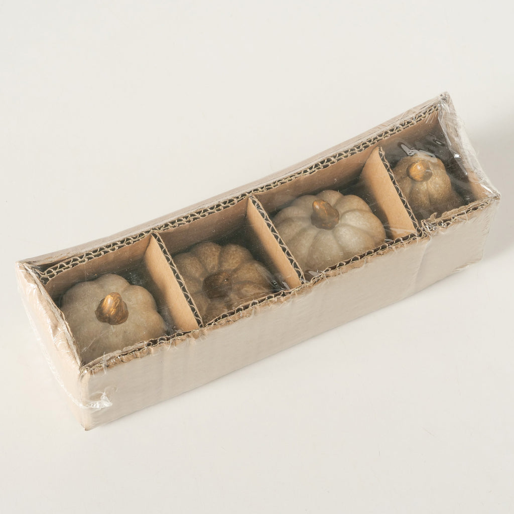 Dekoaufsteller Pumpky 4er-Set - Kürbisse aus Terrakotta braun