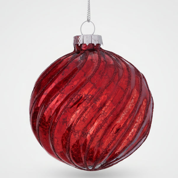 Weihnachtskugel Gloria handgemalt - Glaskugel rot
