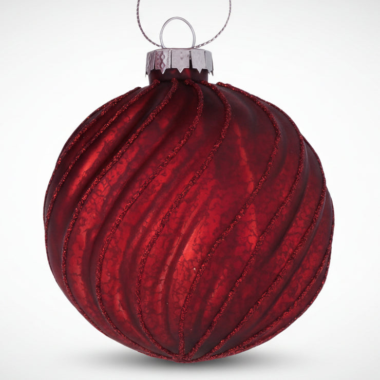 Weihnachtskugel Gloria handgemalt - Glaskugel rot