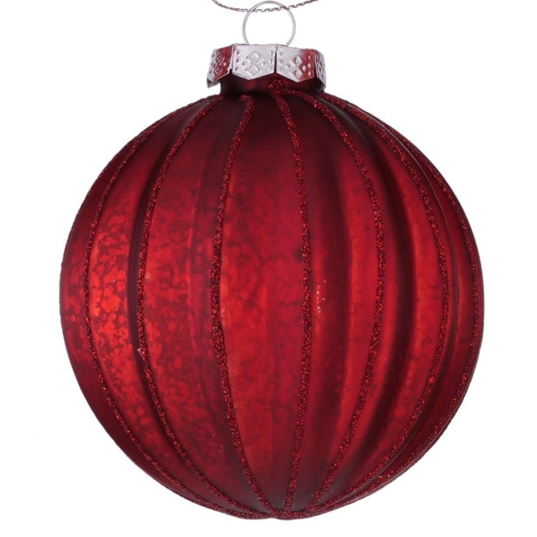 Weihnachtskugel Gloria handgemalt - Glaskugel rot