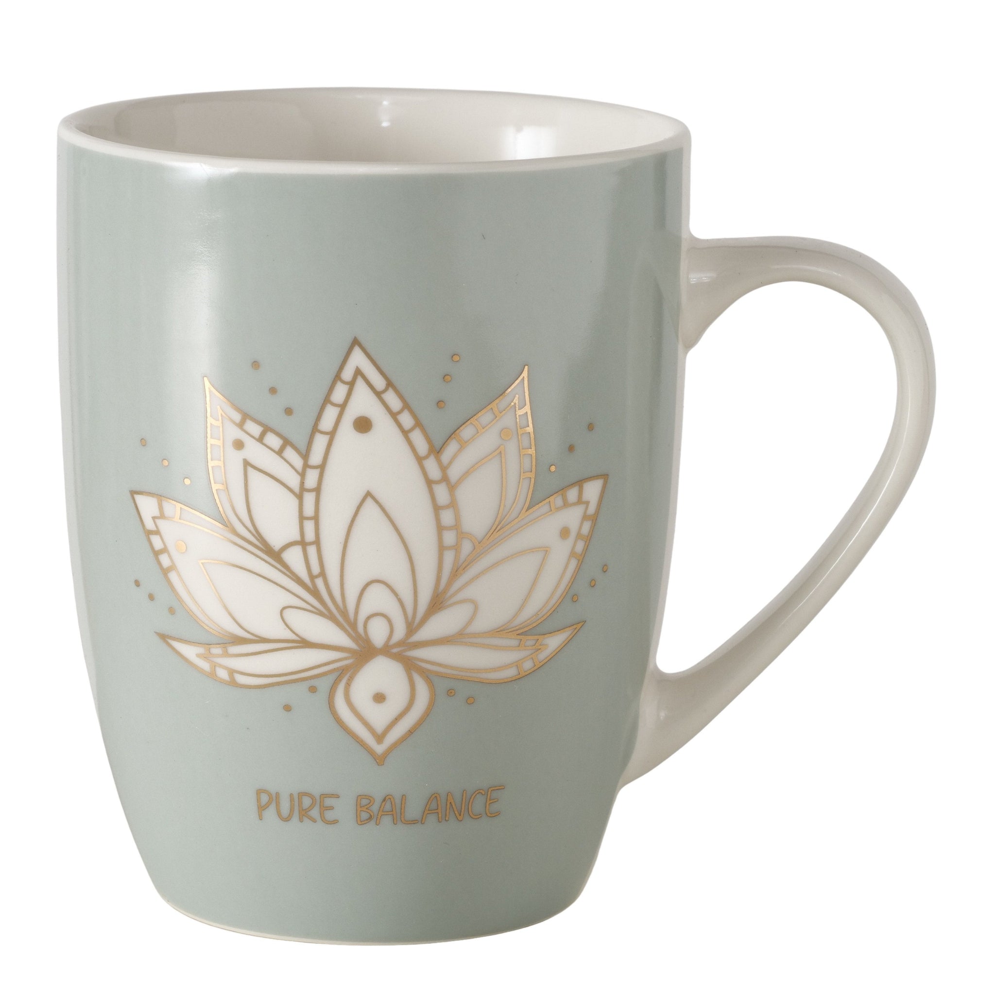 Becher Bali – New Bone Porzellan mit floralem Design in Beige, Gold & Türkis