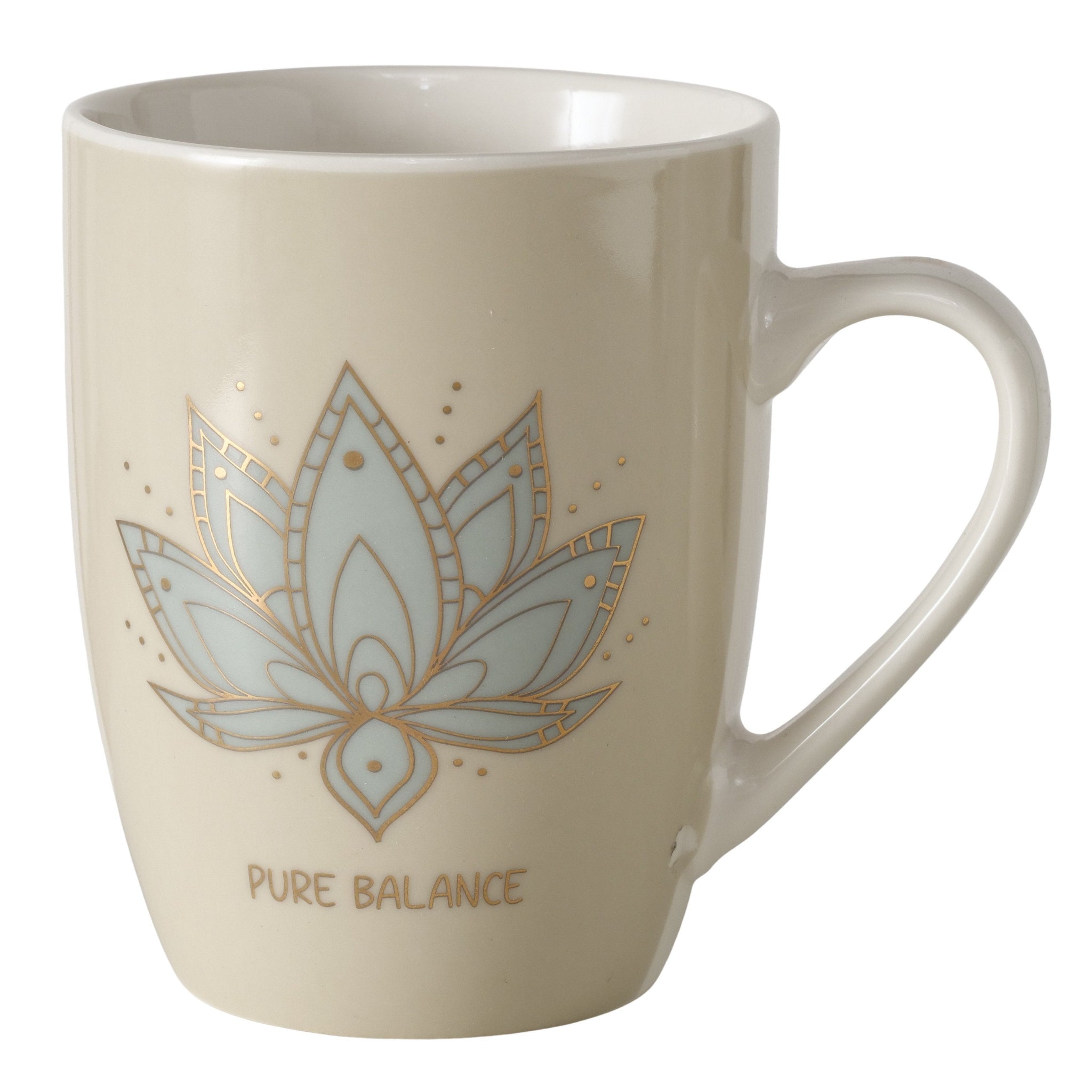 Becher Bali – New Bone Porzellan mit floralem Design in Beige, Gold & Türkis