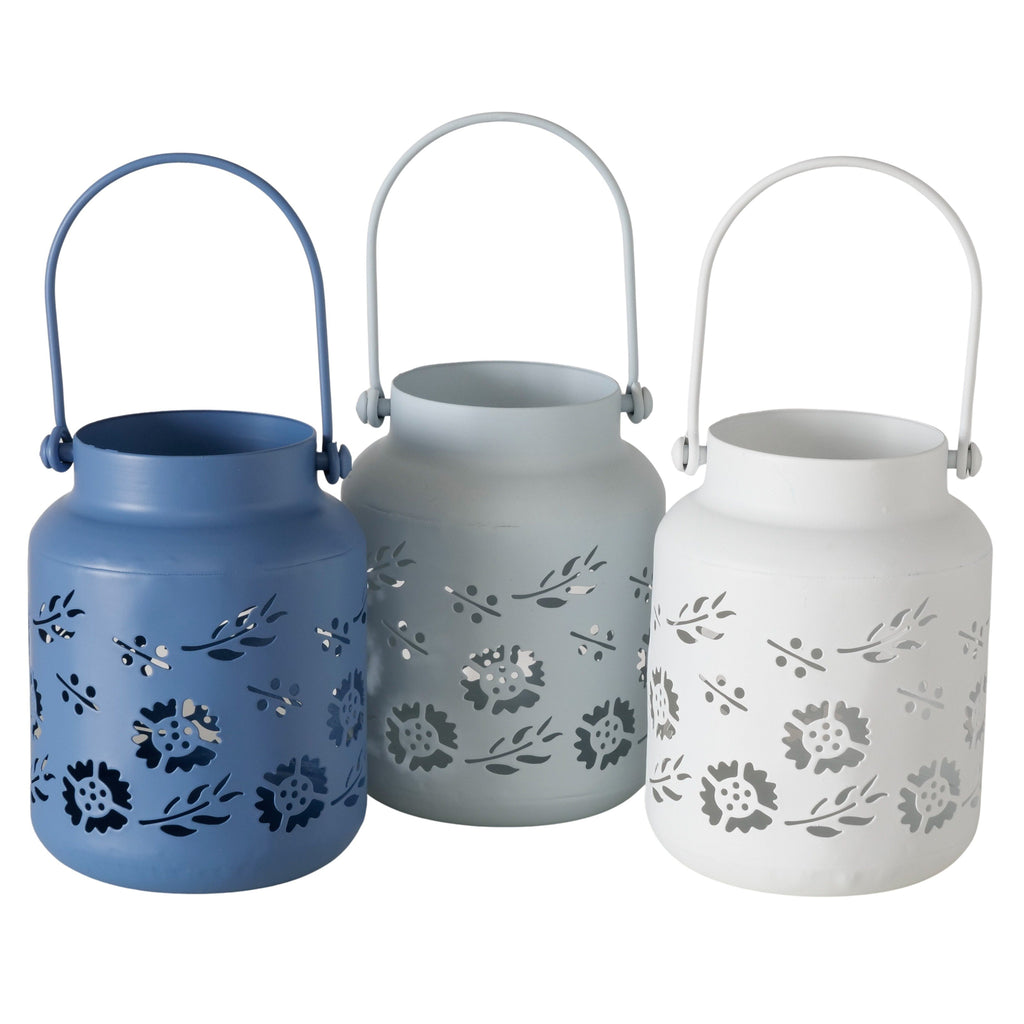 Windlicht Fleurette - Handgearbeitetes Metall-Windlicht mit Henkel