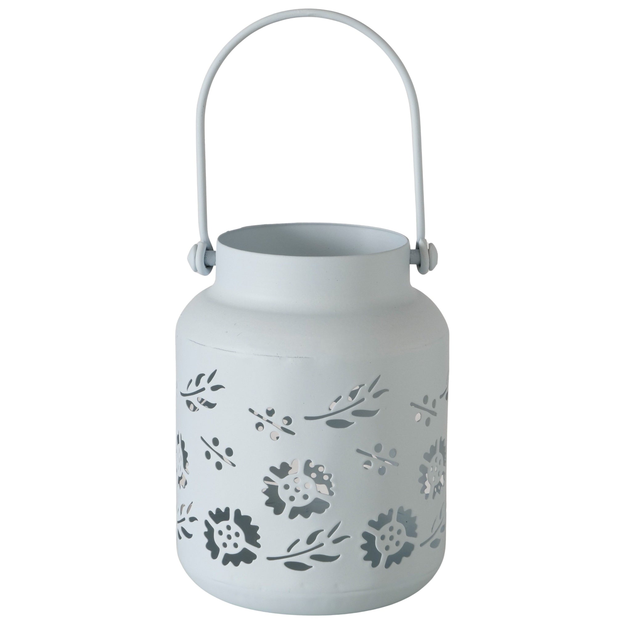 Windlicht Fleurette - Handgearbeitetes Metall-Windlicht mit Henkel