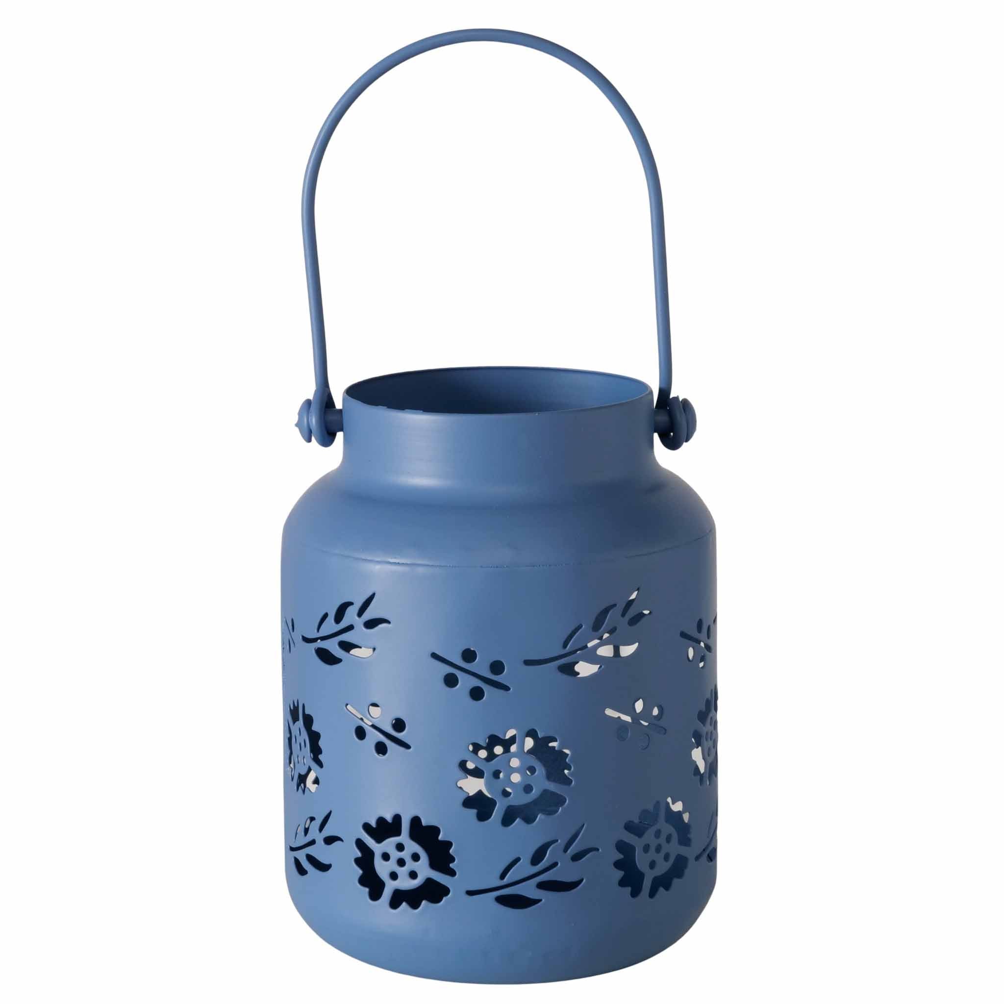 Windlicht Fleurette - Handgearbeitetes Metall-Windlicht mit Henkel