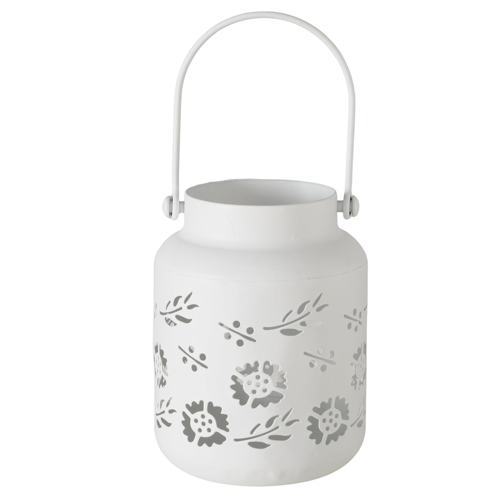 Windlicht Fleurette - Handgearbeitetes Metall-Windlicht mit Henkel