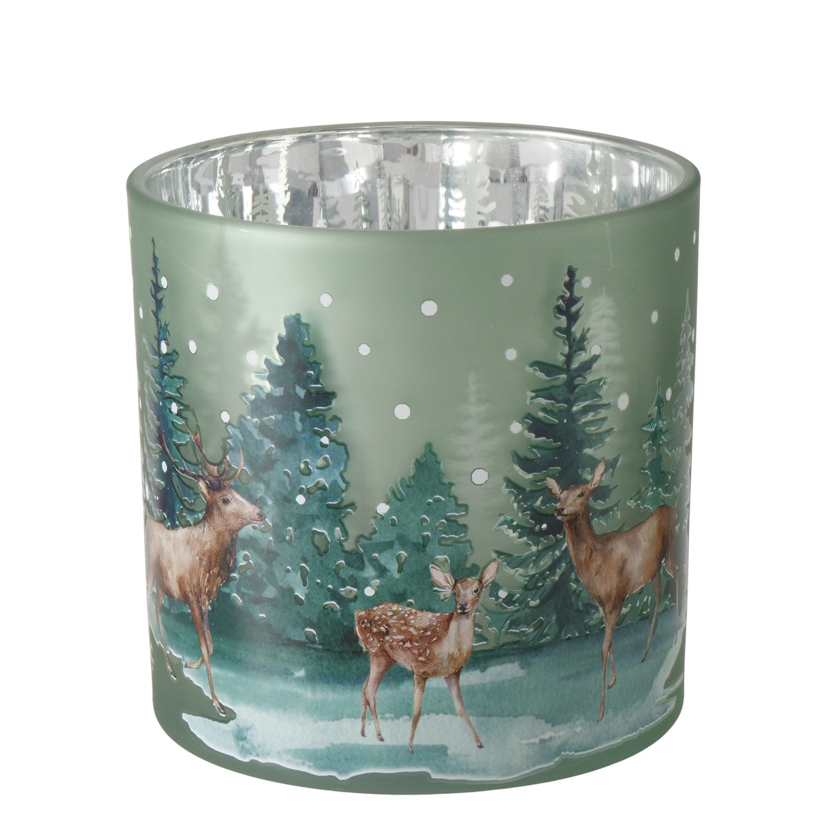 Windlicht Siona – Glaswindlicht mit winterlichem Motiv