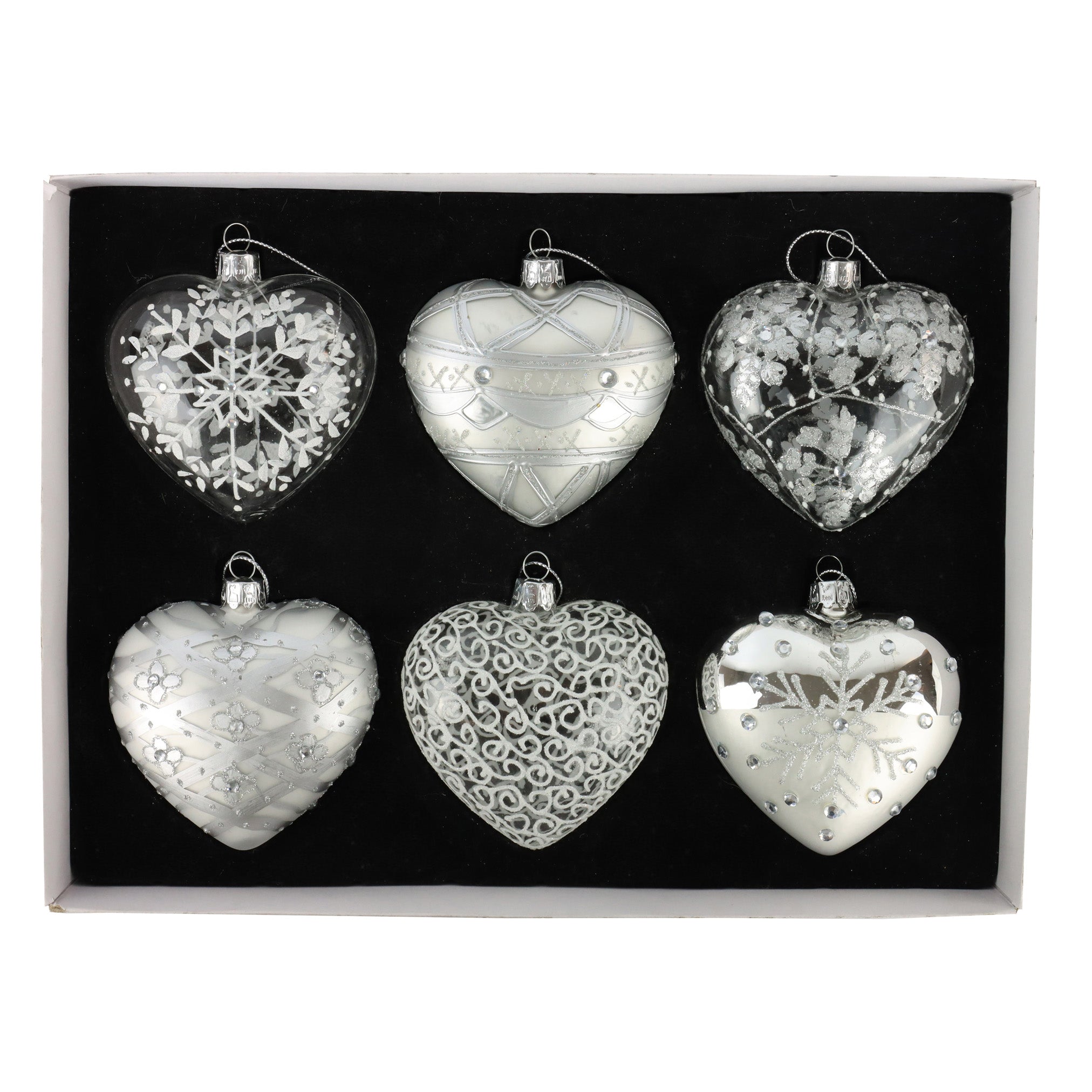 Glasherz Ice – Silber, ca. 9 cm, Weihnachtsdeko