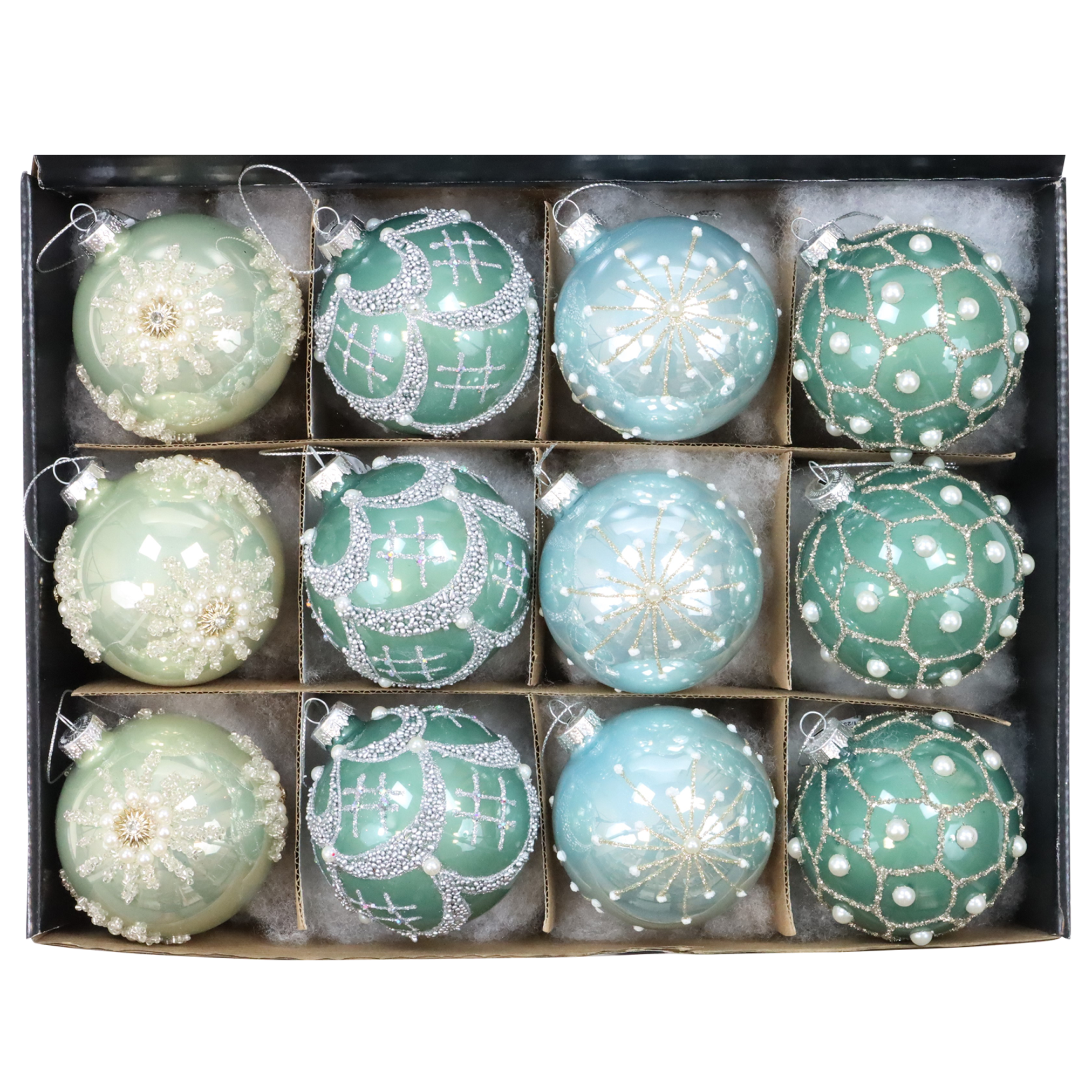 Weihnachtskugel Türkis-Mint - Mundgeblasenes Glas 8cm