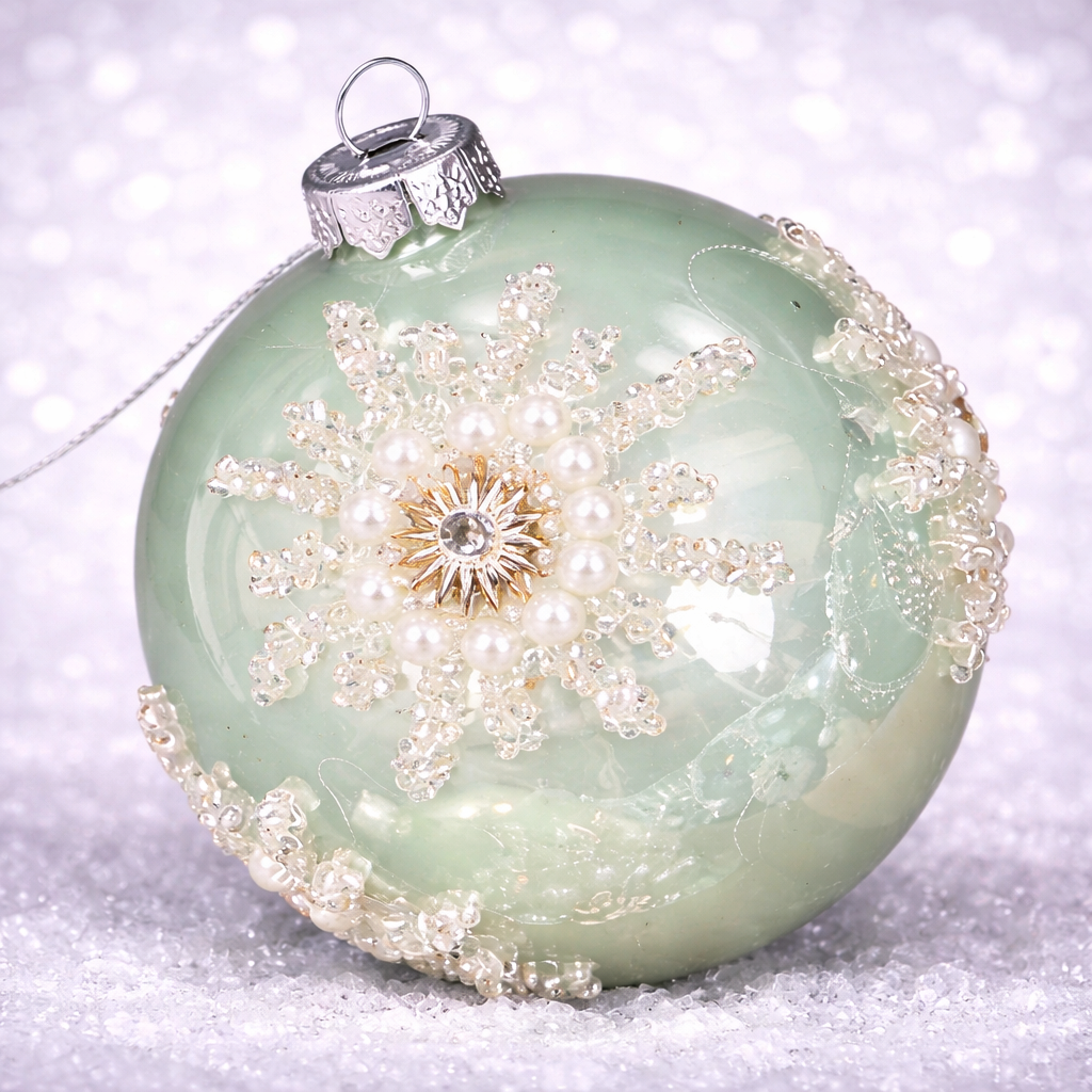 Weihnachtskugel Türkis-Mint - Mundgeblasenes Glas 8cm
