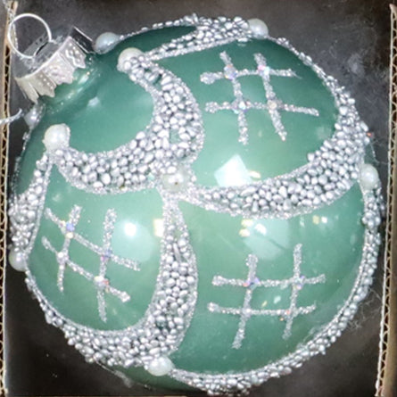 Weihnachtskugel Türkis-Mint - Mundgeblasenes Glas 8cm