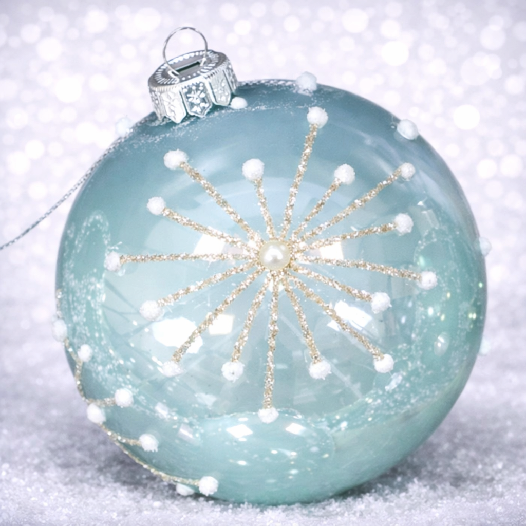 Weihnachtskugel Türkis-Mint - Mundgeblasenes Glas 8cm