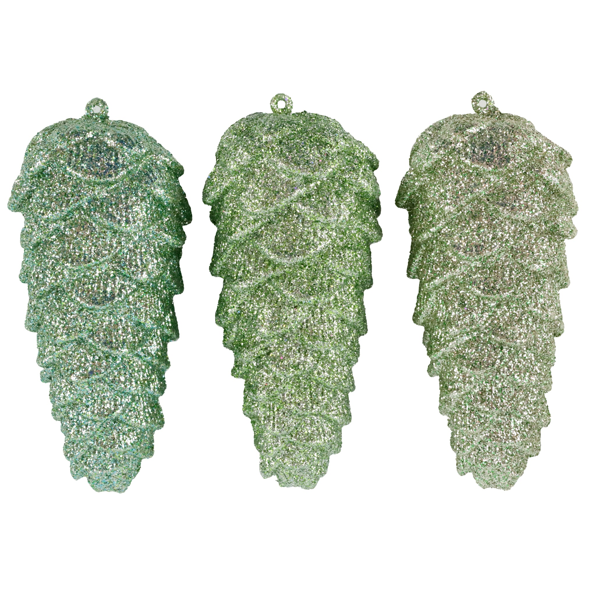 Glitzerzapfen glory 3er Set grün
