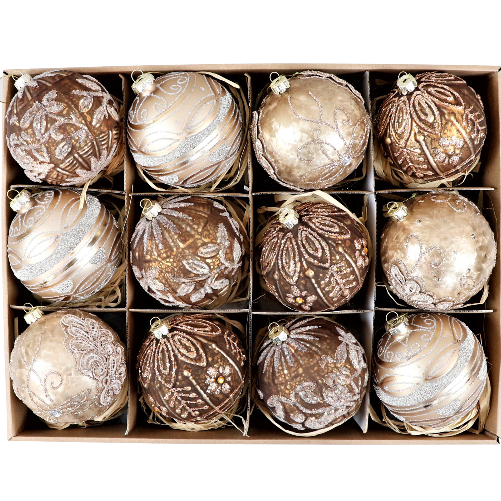 Vintage Weihnachtskugel Bronze 10 cm - Handgefertigte Glaskugel