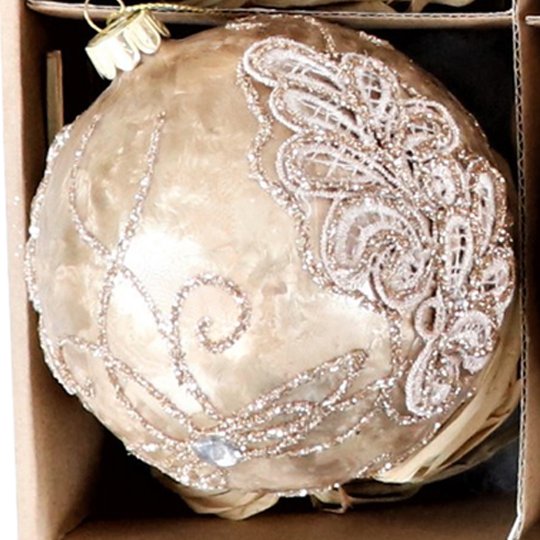 Vintage Weihnachtskugel Bronze 10 cm - Handgefertigte Glaskugel