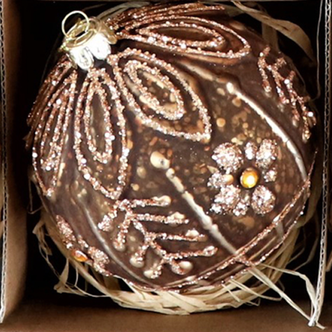 Vintage Weihnachtskugel Bronze 10 cm - Handgefertigte Glaskugel