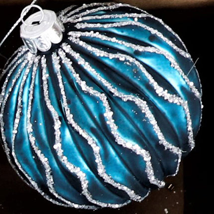Weihnachtskugel Glas Blau ø8cm | Elegante Christbaumkugel