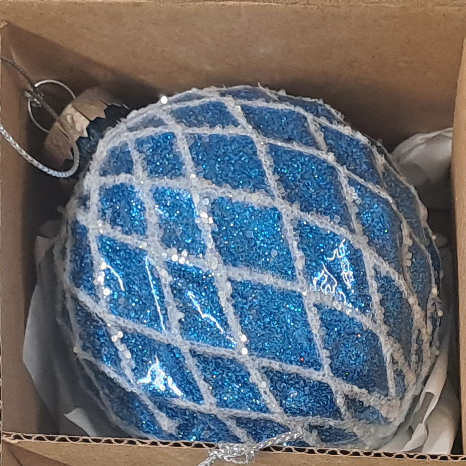 Weihnachtskugel Glas Blau ø8cm | Elegante Christbaumkugel