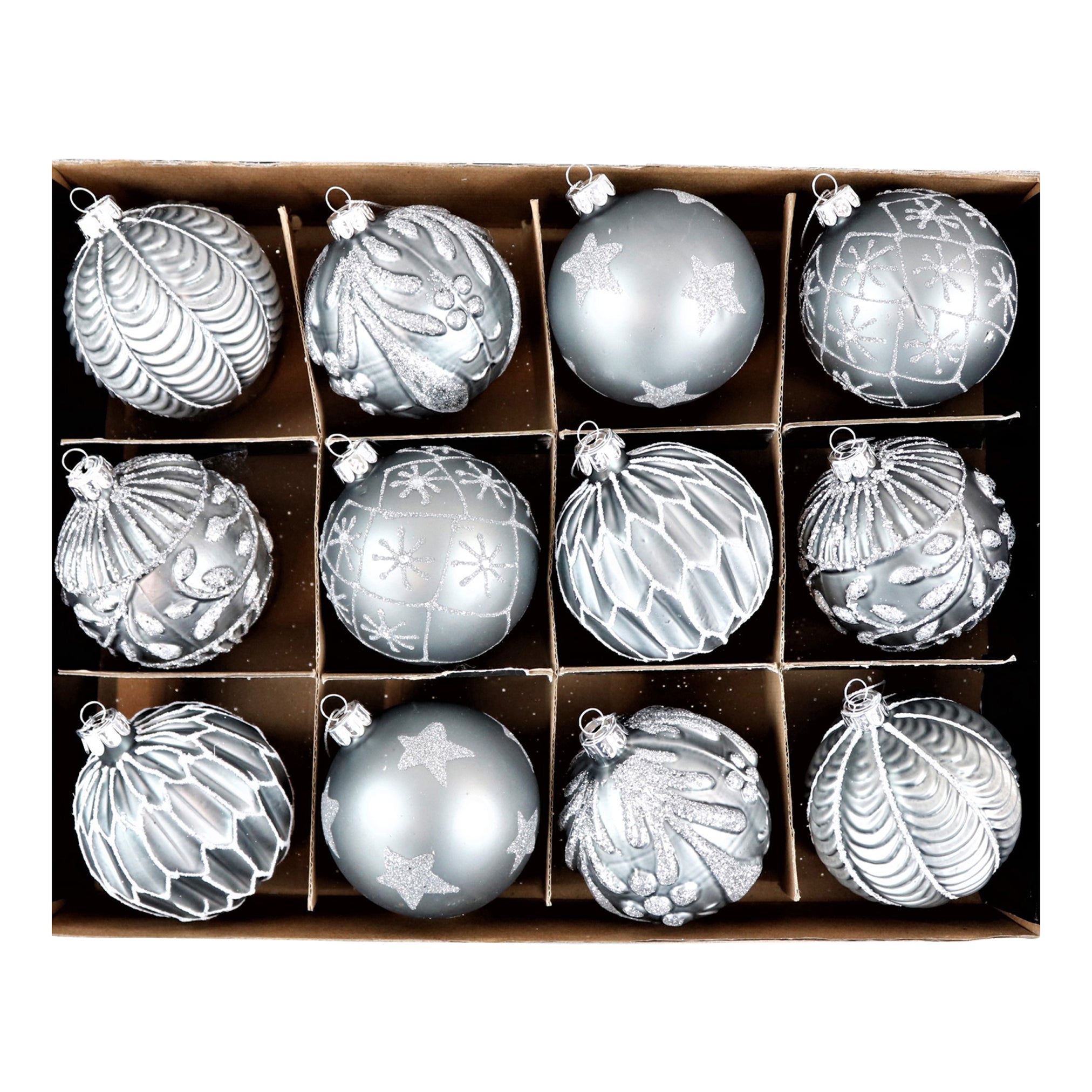Weihnachtskugel Glas Grau ø8cm | Elegante Christbaumkugel