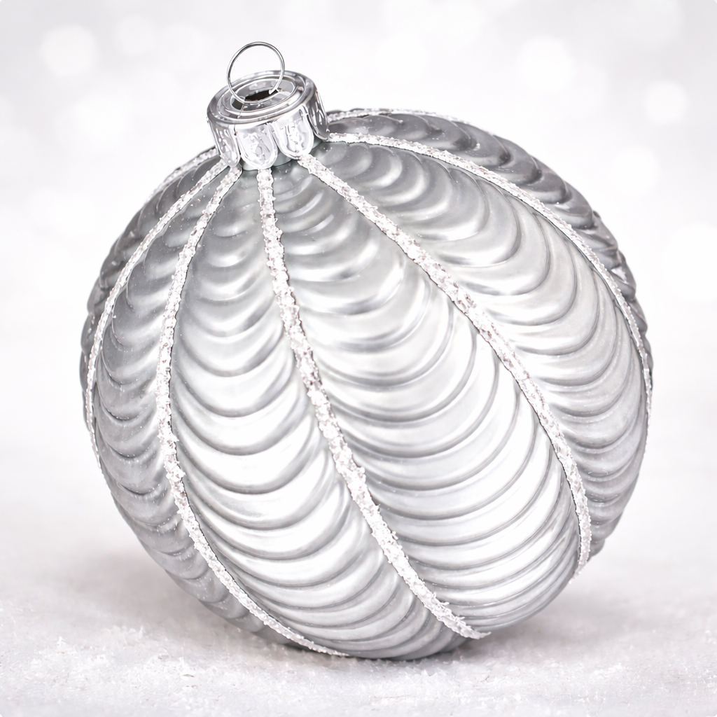 Weihnachtskugel Glas Grau ø8cm | Elegante Christbaumkugel