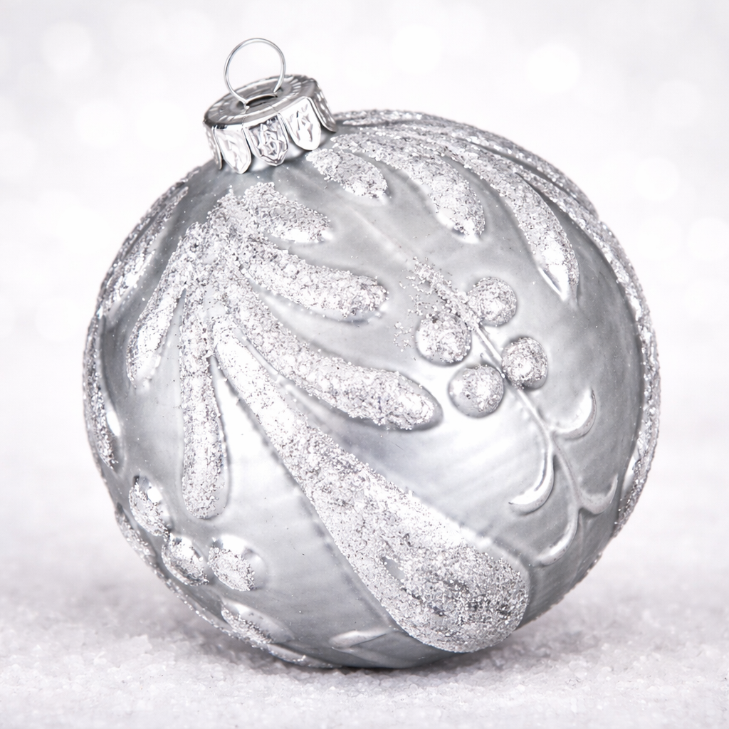 Weihnachtskugel Glas Grau ø8cm | Elegante Christbaumkugel