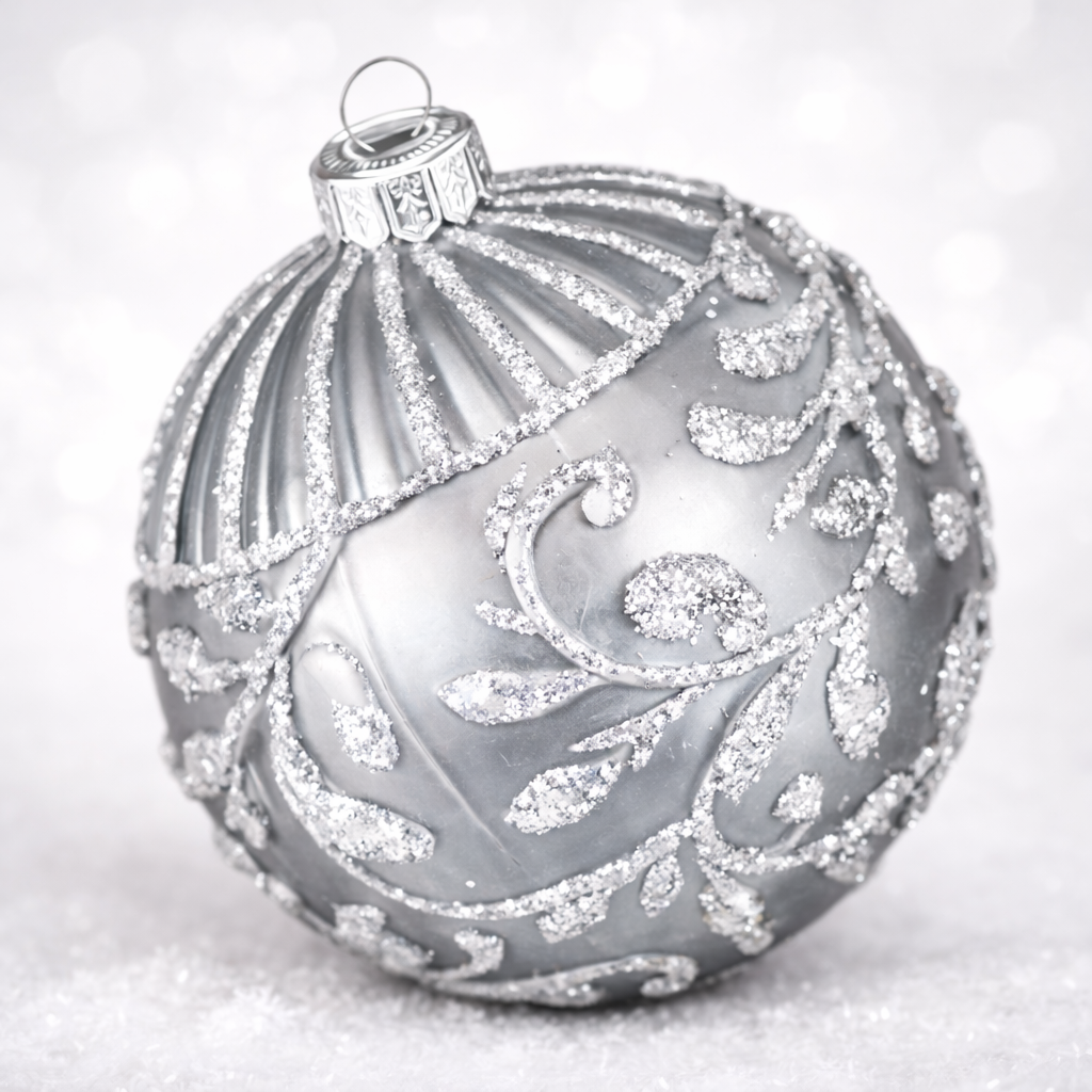 Weihnachtskugel Glas Grau ø8cm | Elegante Christbaumkugel