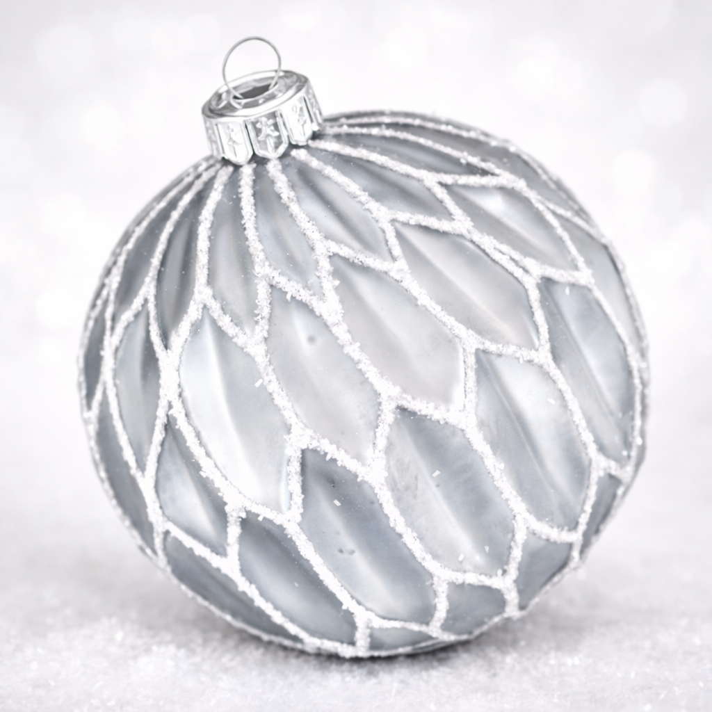 Weihnachtskugel Glas Grau ø8cm | Elegante Christbaumkugel