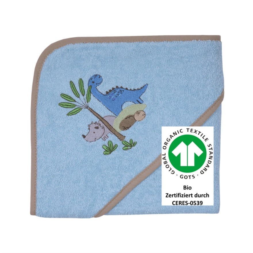 Kapuzen-Badetuch Dinos Blau 80x80 cm