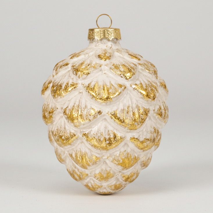 Glaskugel Champagner & Gold ø8cm - Hochwertige Weihnachtsdeko