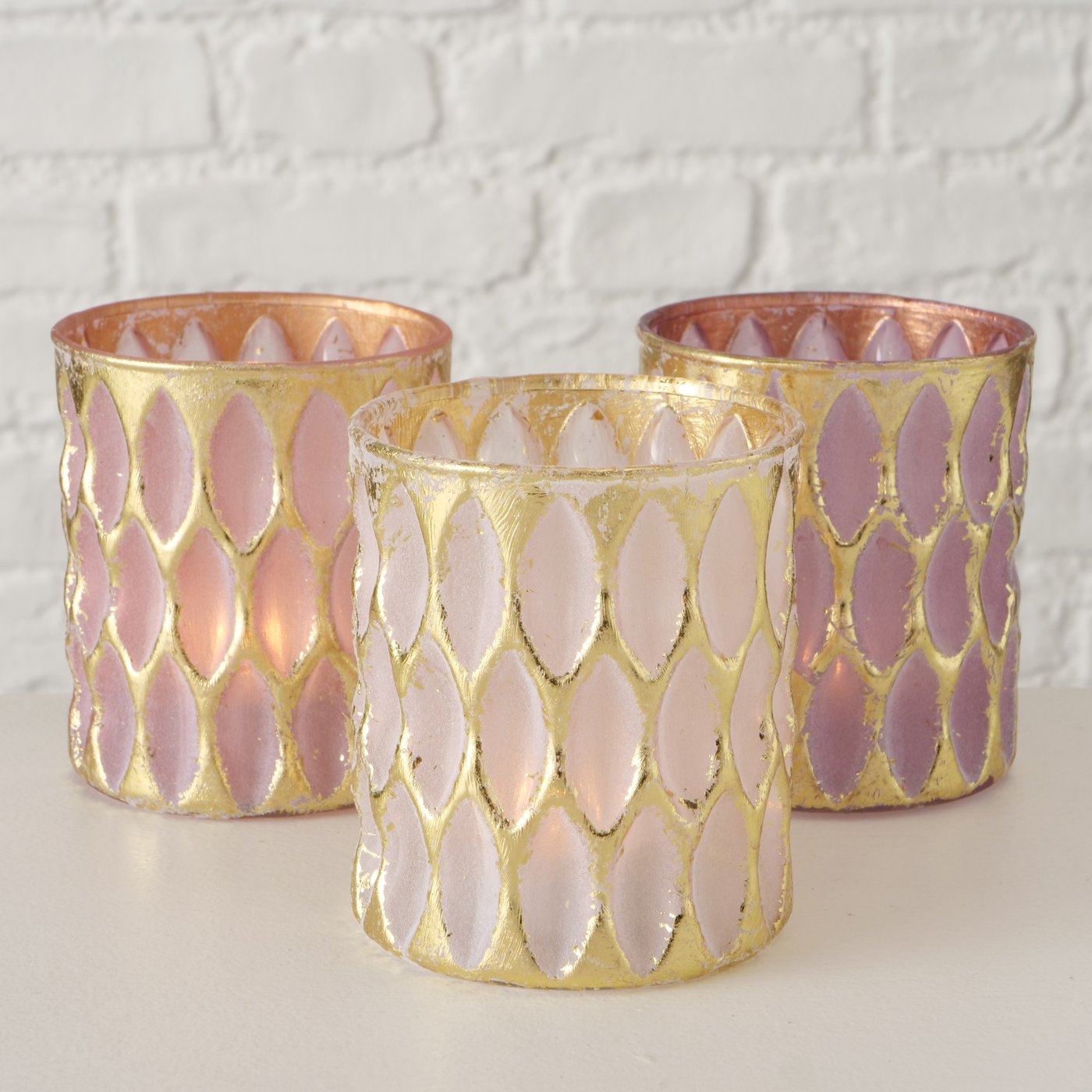 Windlicht Renuka – Handbemaltes Teelichtglas Ø 8 cm, H 9 cm