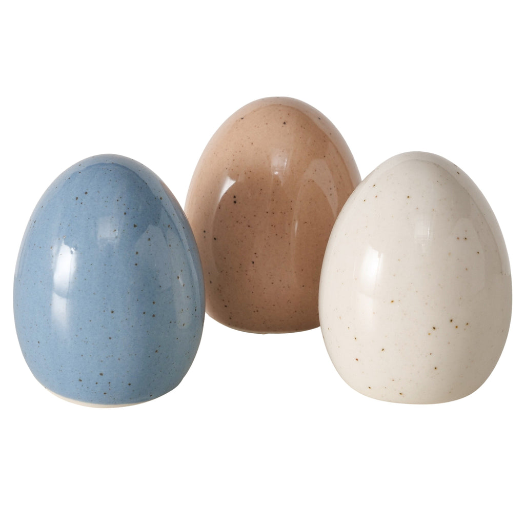 Handbemaltes Porzellan-Osterei Mylana – Edle Frühlingsdekoration in Beige-Blau