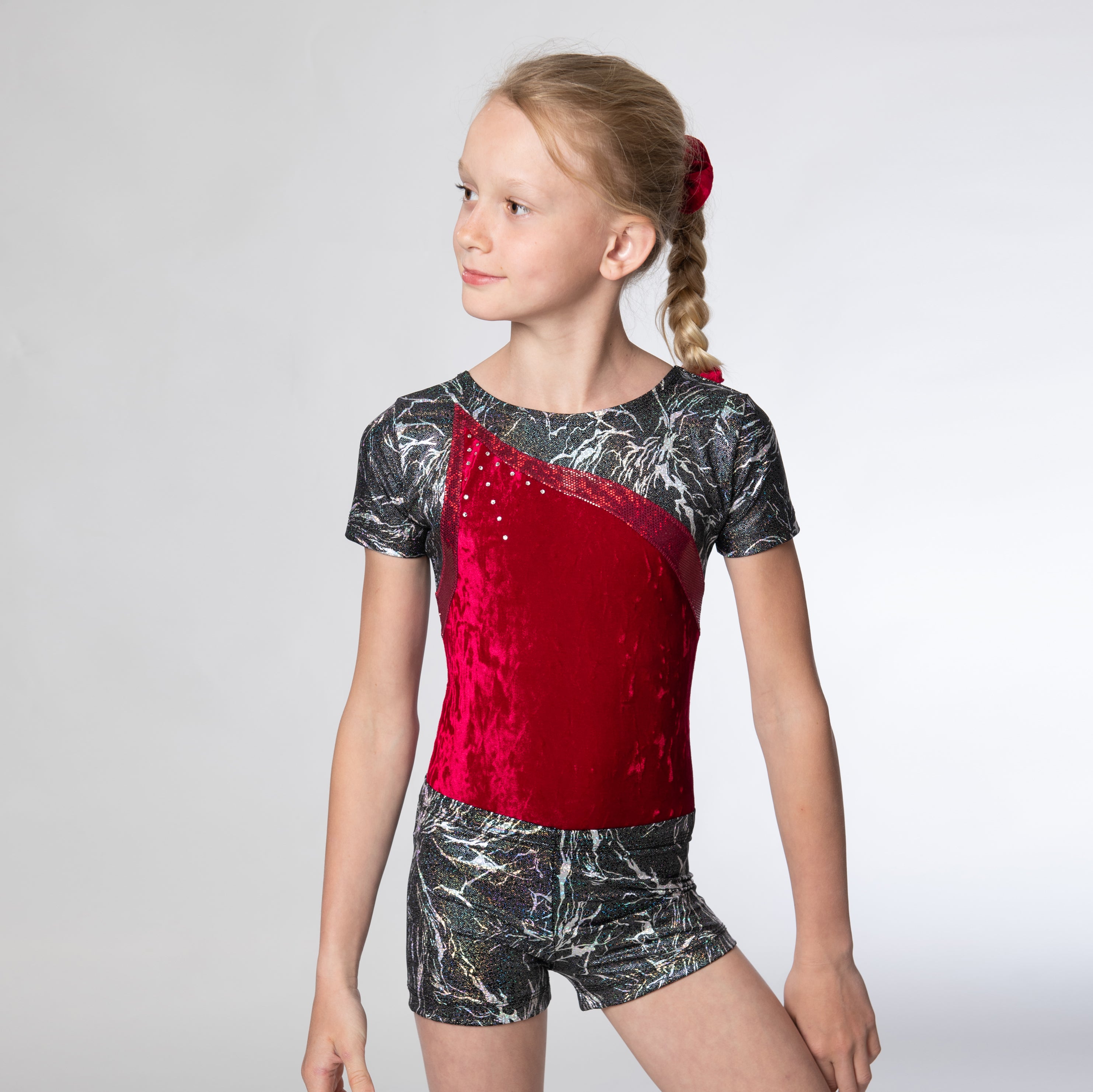 Turndress & Short - Set "Elena" schwarz/rot/silber – Swiss Made | Bronner Design