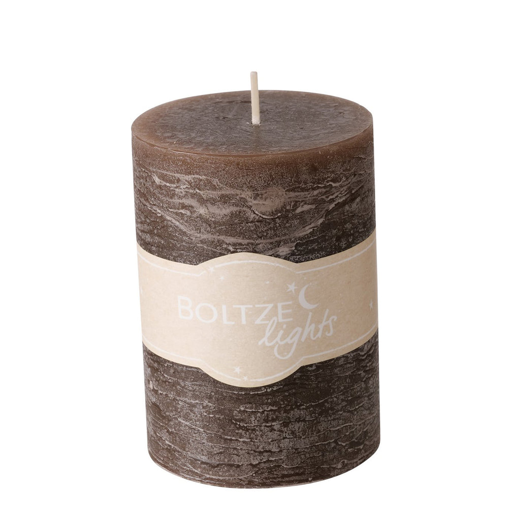 Stumpenkerze Basic Braun/Orange – 10 cm