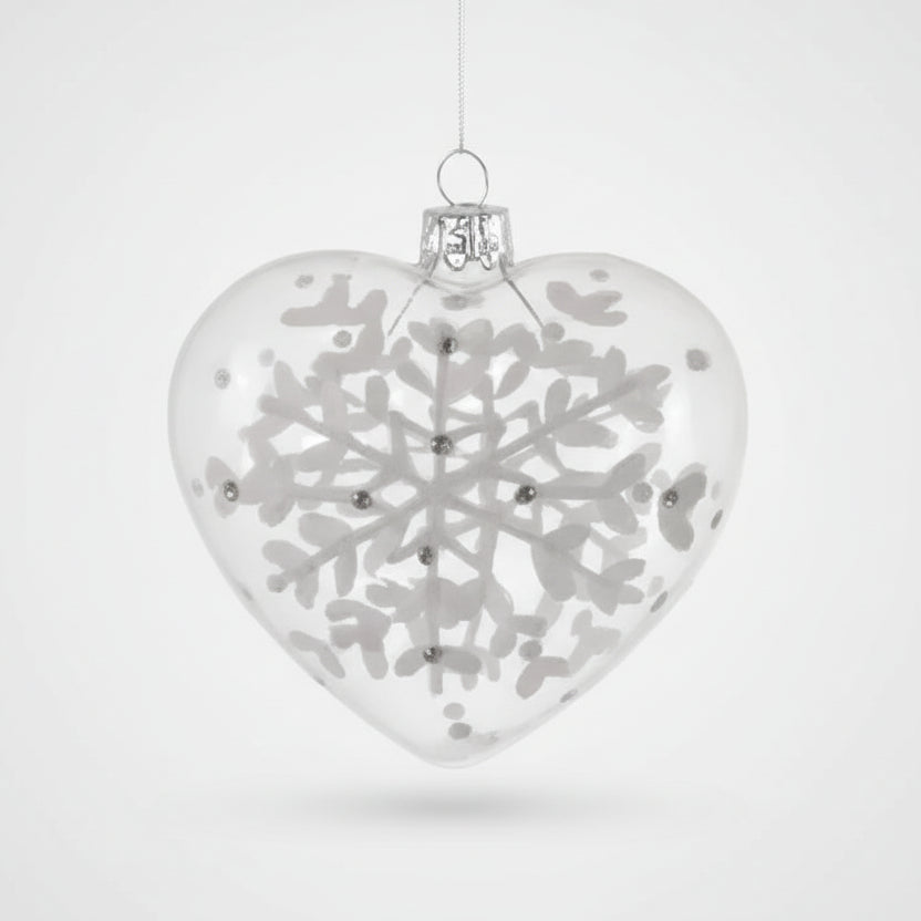 Glasherz Ice – Silber, ca. 9 cm, Weihnachtsdeko
