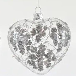 Glasherz Ice – Silber, ca. 9 cm, Weihnachtsdeko