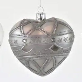 Glasherz Ice – Silber, ca. 9 cm, Weihnachtsdeko