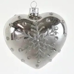 Glasherz Ice – Silber, ca. 9 cm, Weihnachtsdeko