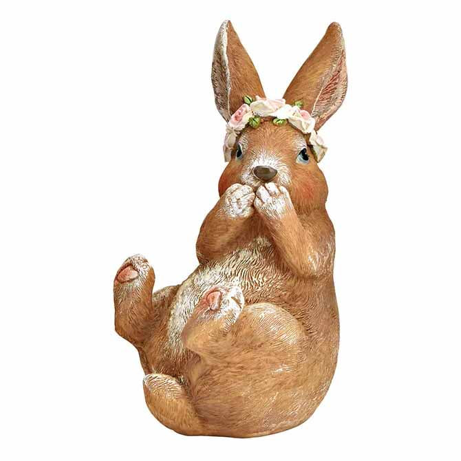 Osterhase mit Blumenkranz