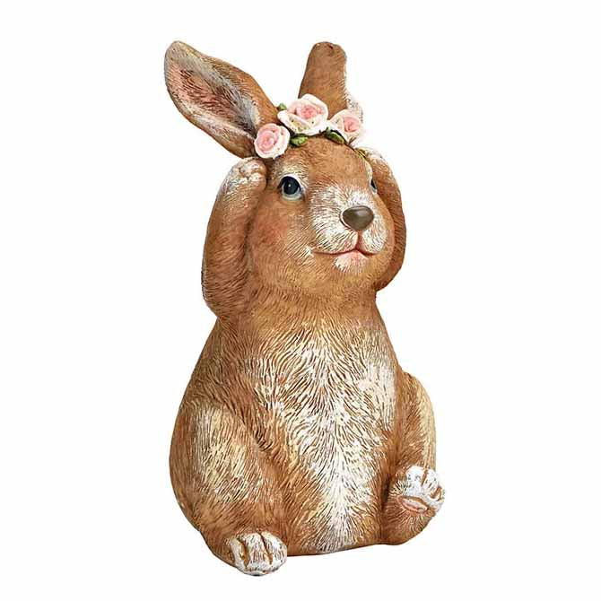 Osterhase mit Blumenkranz