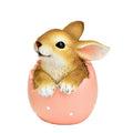 Hase im Ei – Osterfigur Polyresin Braun-Rosa-Grün
